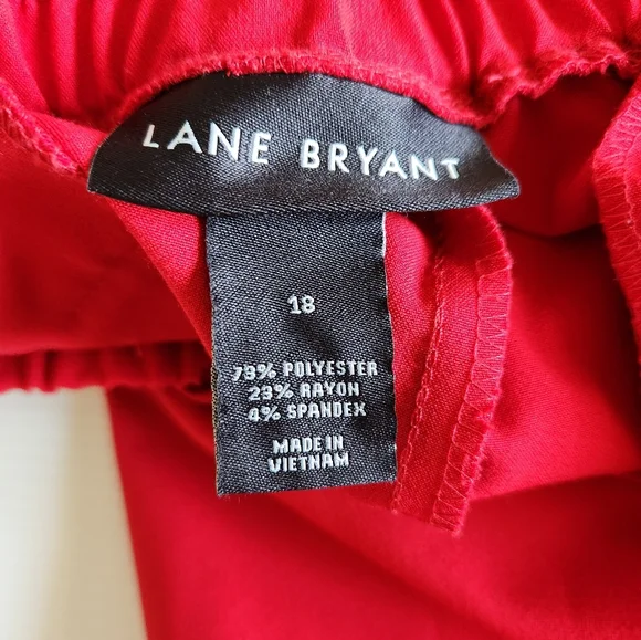 Lane Bryant Bright Red Elastic Waist Wide Leg Pants - Picture 7 of 8